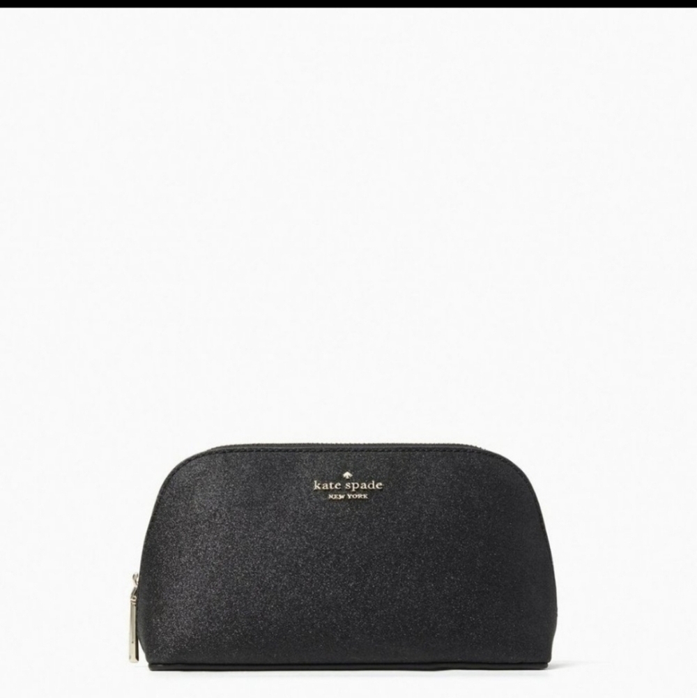 Kate Spade Black Glitter Small Cosmetic Bag